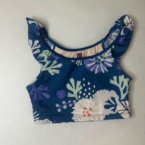 Tea Collection Ruffle Sleeve Tankini Top Blue Floral Size 6